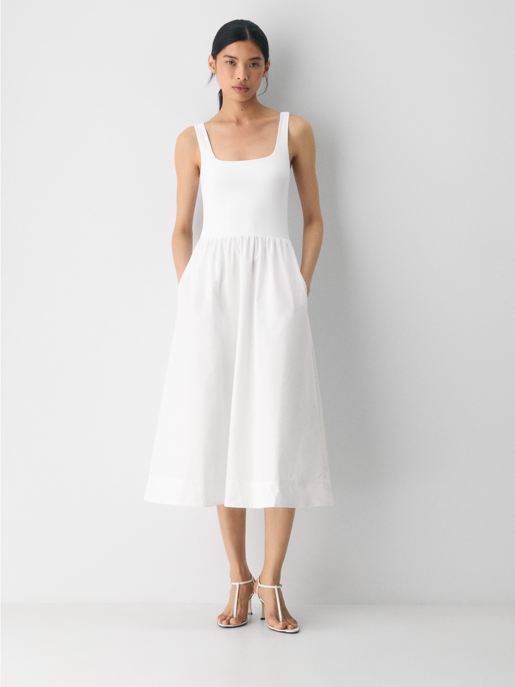 Aritzia Revive Poplin Dress In White